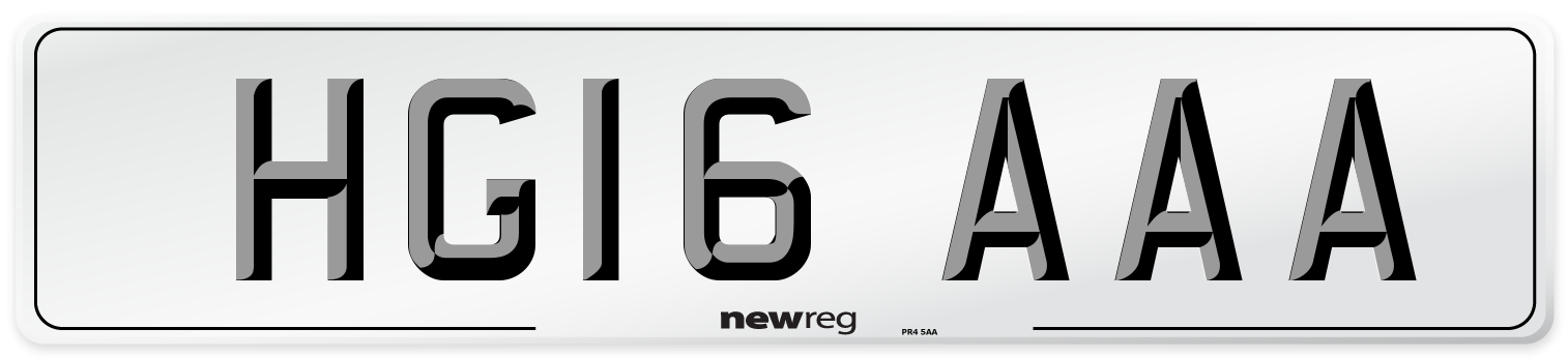HG16 AAA Number Plate from New Reg